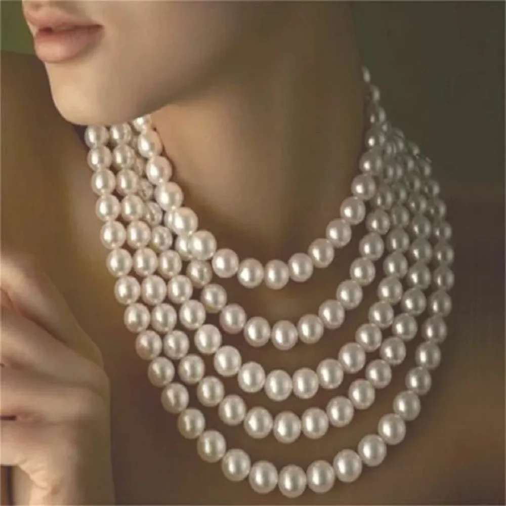 Ultra long 100 inch 9-10 mm genuine South Sea white pearl necklace AAA 14K gold 36inch/54inch/72inch