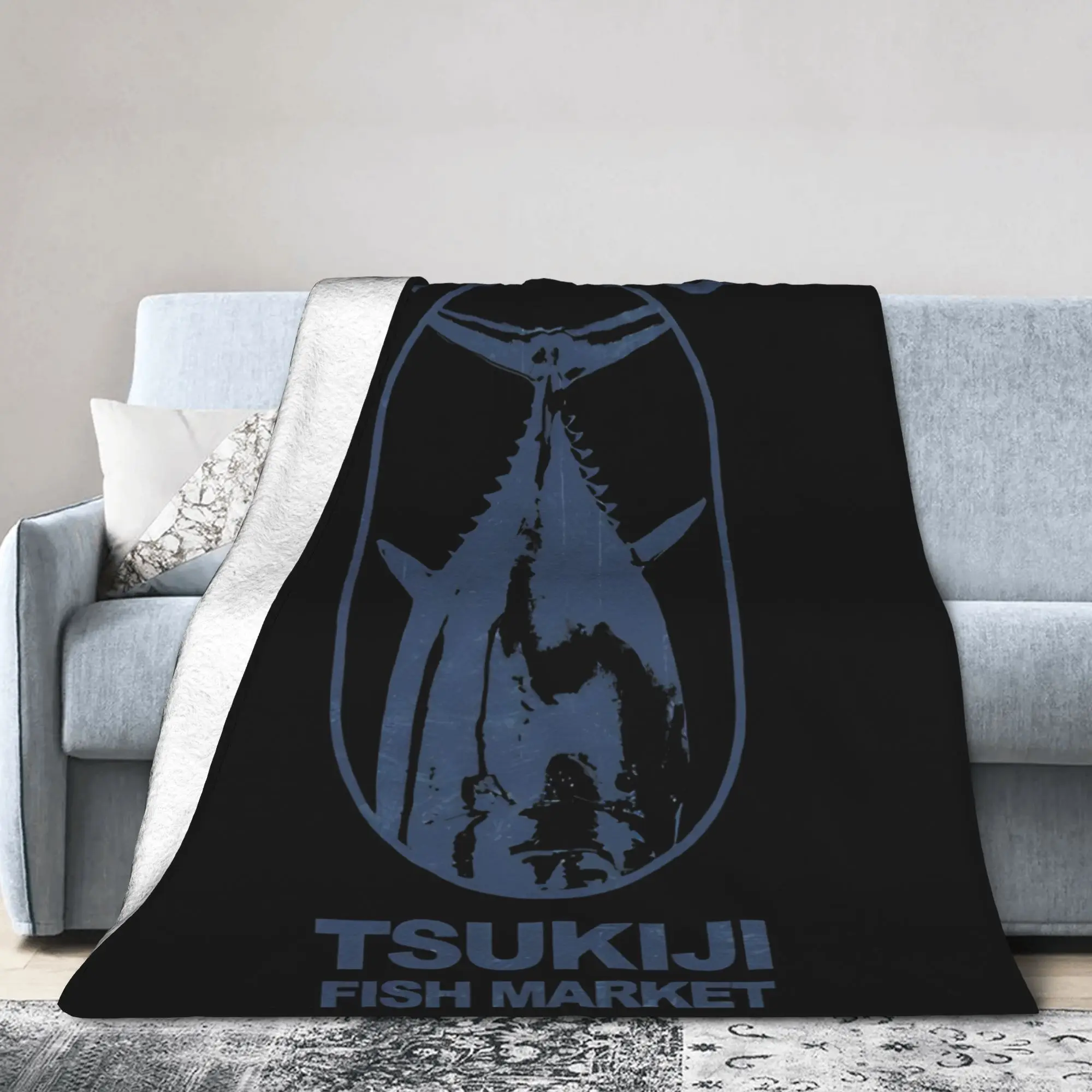 Funny Tsukiji Fish Market Tokyo Blankets Soft Velvet Novelty Present  Throw Blankets Plush Thin Quilt
