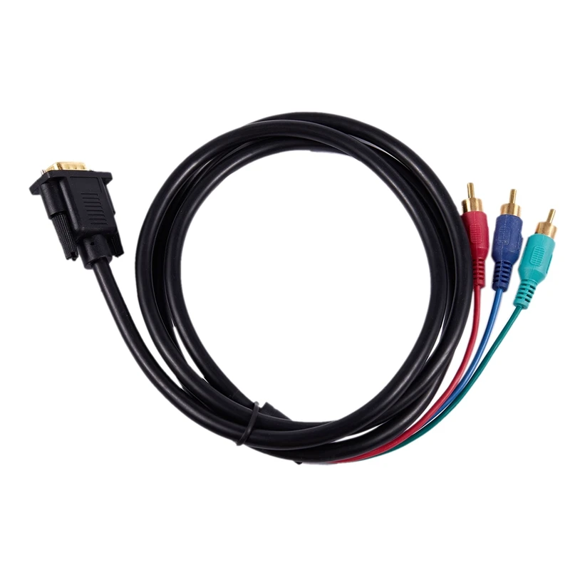 1,5 m 4,9 ft vga 15-poliger Stecker auf 3 rca rgb männlicher Video kabel adapter schwarz