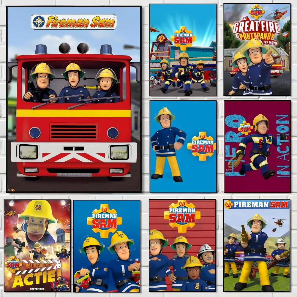 British Preschool Cartoon F-Fireman Sam Poster Pegatina artistica HD autoadhesiva impermeable para salon dormitorio