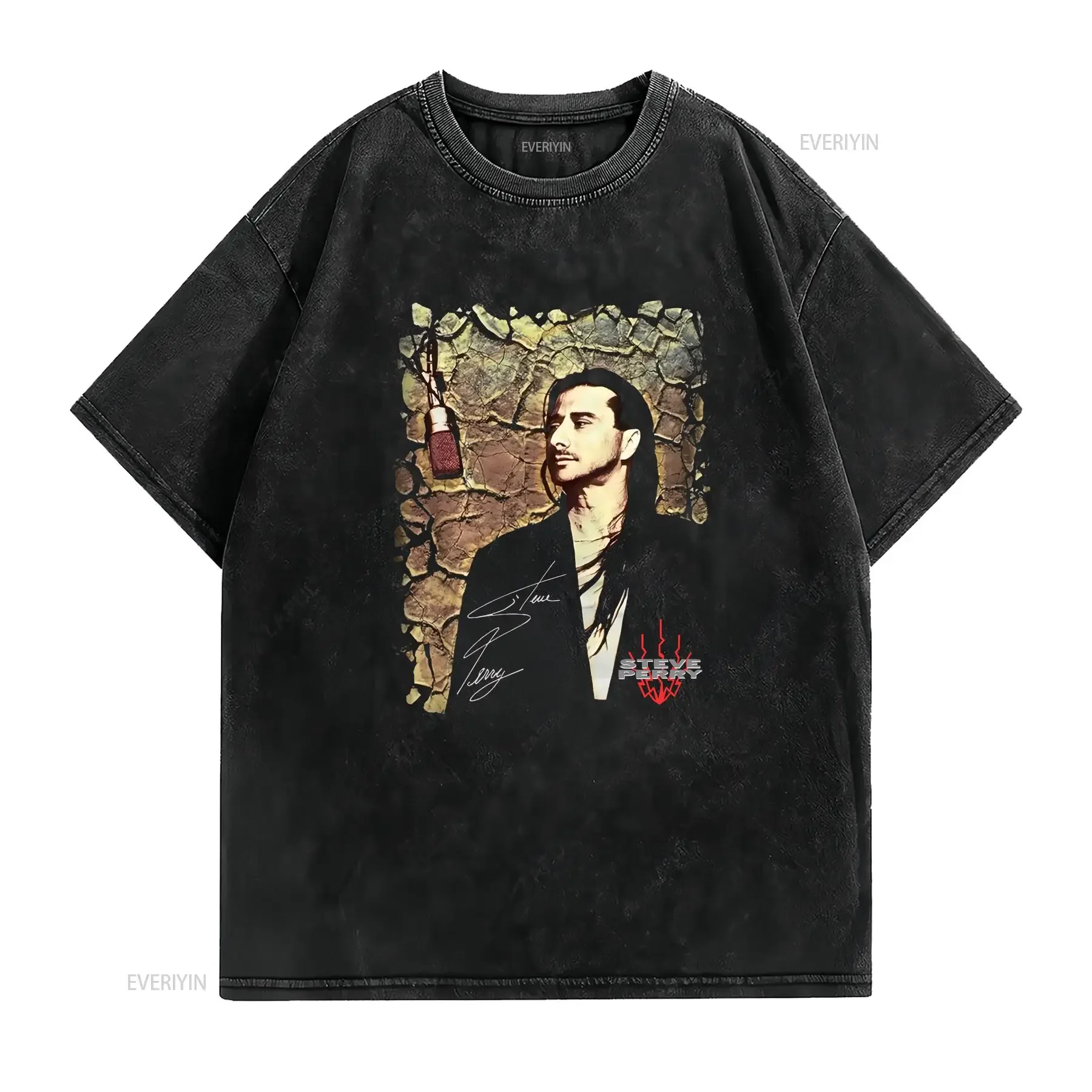 Steve Perry Singer Cotton Black  S 2345XL T Shirt vintage Washed Stretched Comfortable Soft Casual graphic designer clothes