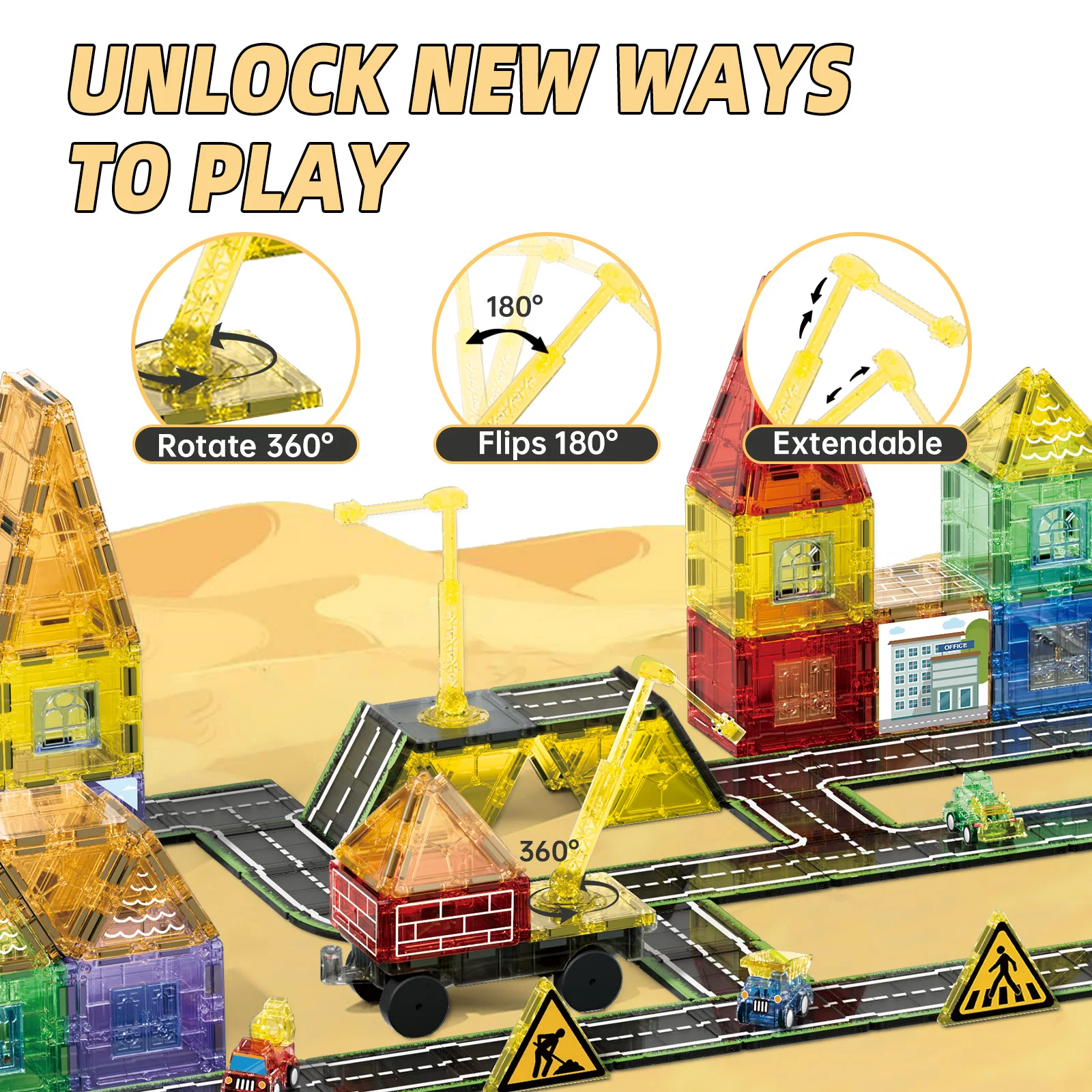 Magnetisch bouwsteenspeelgoed, modellen voor stadsbouwtechniek, STEM-magnetisch speelgoed, magnetische bouwstenen voor kinderen