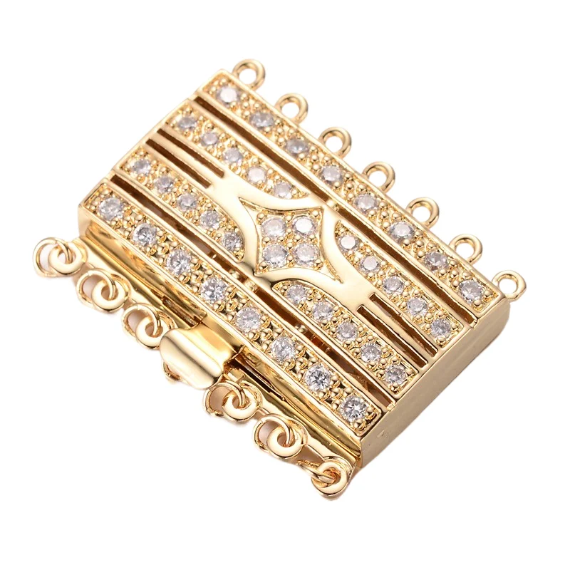 

4Sets Brass Cubic Zirconia Box Clasps Rectangle Bracelet Necklace Clasps Connectors for DIY High Quality Jewelry Accessories