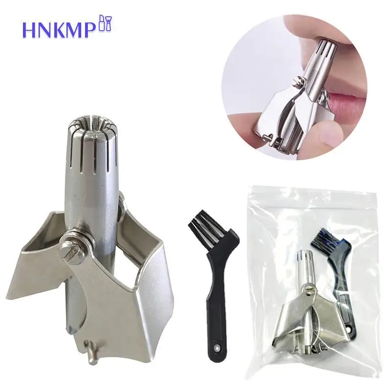 Nose Hair Trimmer Cleaner Para Homens Mulheres Aço Inoxidável Manual Mecânico Navalha De Barbear Lavável Ferramentas De Remoção De Cabelo Com Escova