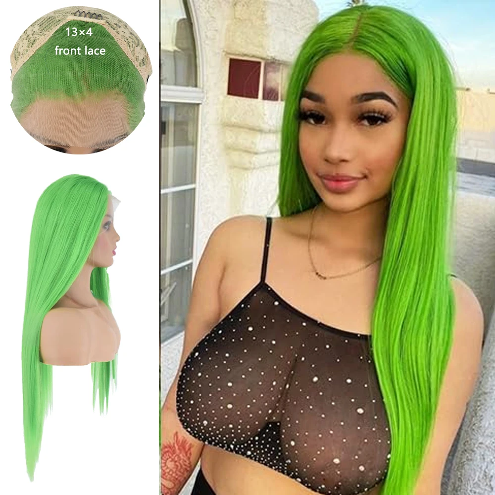 วิกผมสังเคราะห์คุณภาพสูง 13×4HD แบบลูกไม้ด้านหน้า ขนาด 24 นิ้ว ผมตรงธรรมชาติ ความหนาแน่น 180% เหมาะสำหรับผู้หญิง ใช้ได้ทุกวันและงานปาร์ตี้