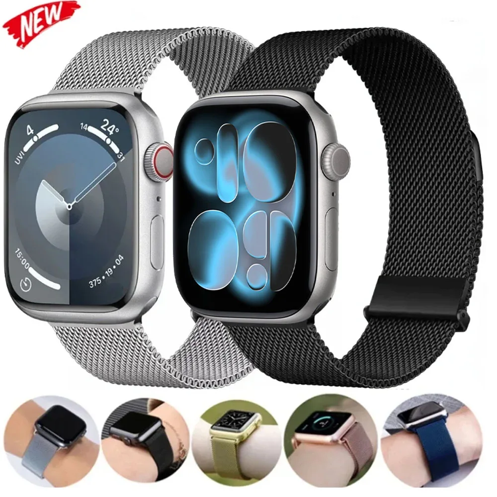 Milanese Loop Magnetarmband für Apple Watch 10 9 8 7 46 mm 45 mm 42 mm 41 mm Ultra 2 49 mm Armband Band iWatch 654 SE 44/40 mm Gürtel