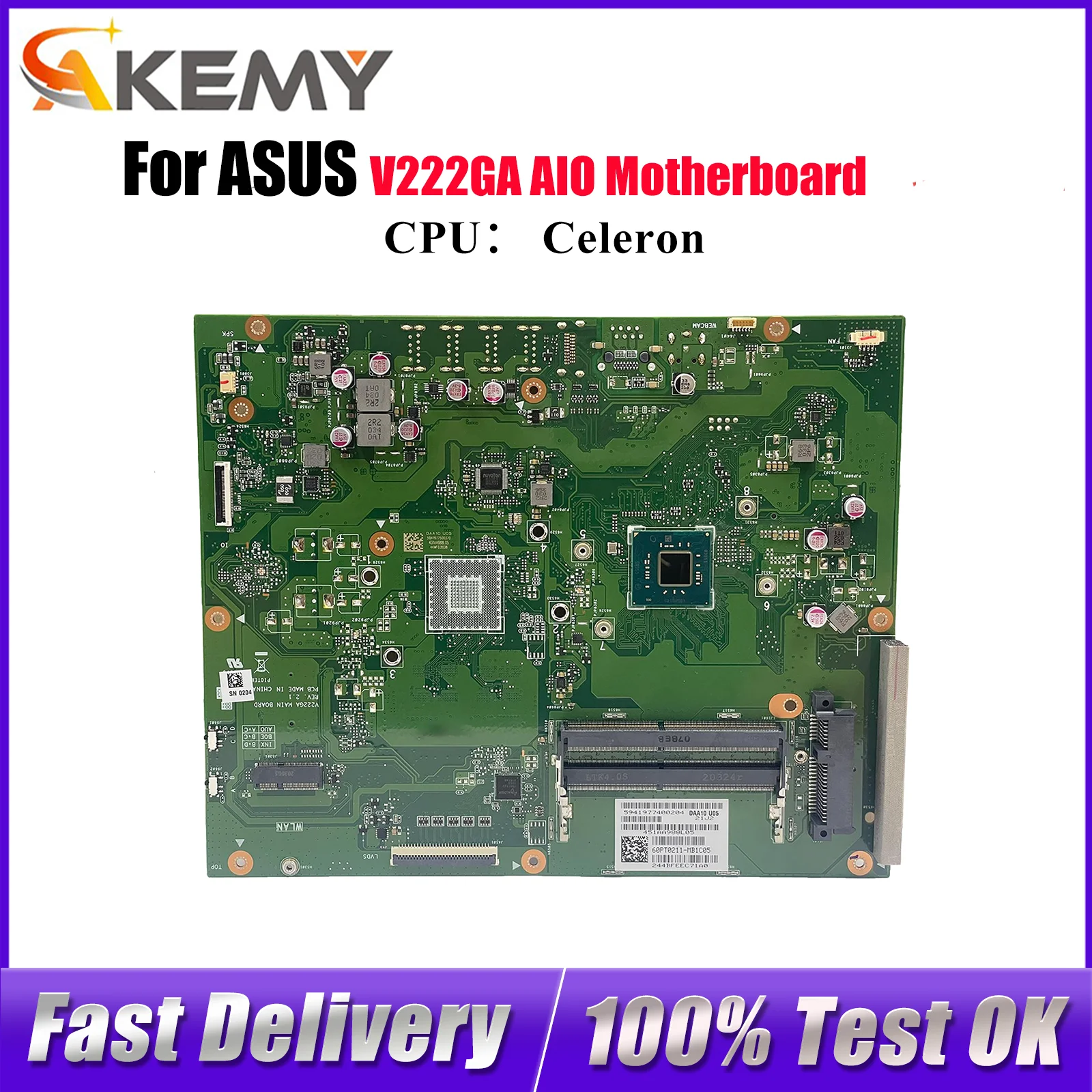 

Материнская плата V222GA для ASUS Vivo AiO V222GB V222G V222GA, материнская плата с процессором Celeron, 100% тестирование, ОК, быстрая доставка, высокое качество