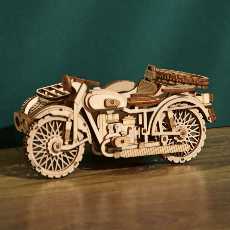 Puzzle 3D en Bois à Trois Roues de Moto, Analyste d'Assemblage, Jouet pour Enfant et Adulte