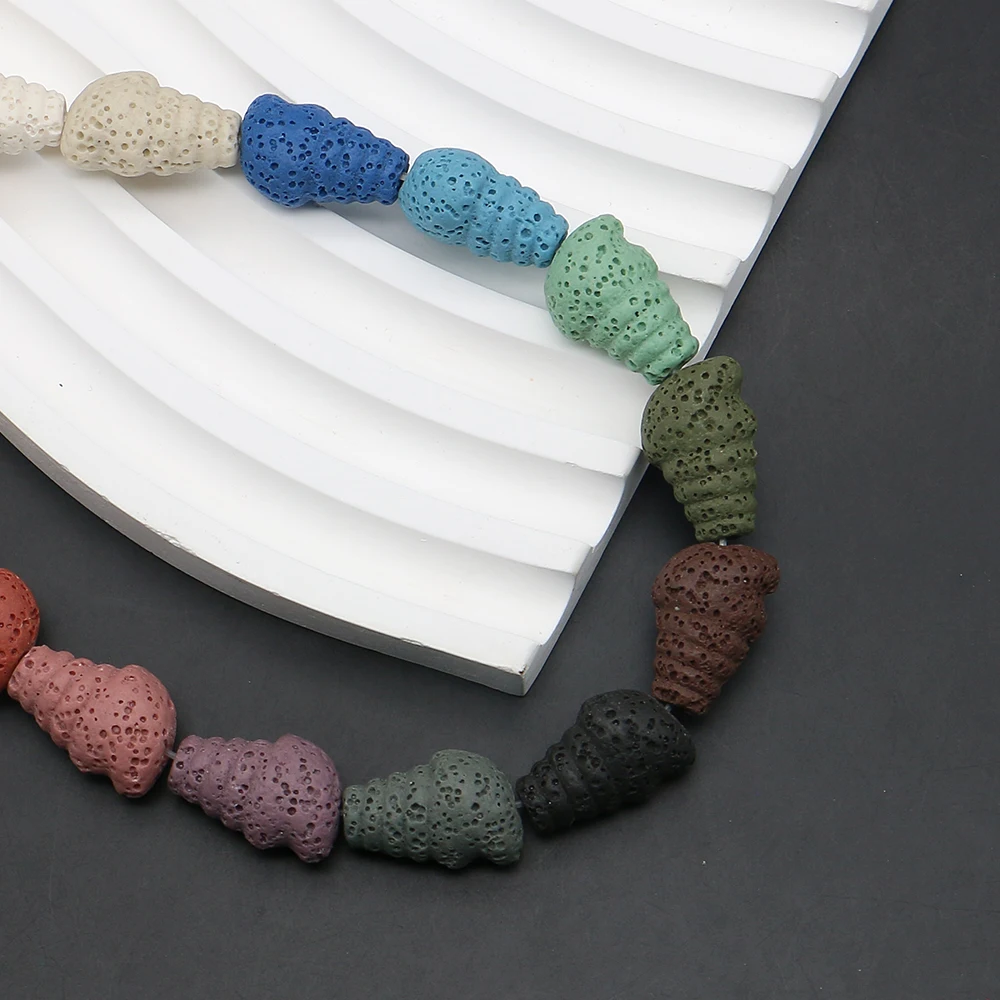 Ocean Style Natural Volcanic Rock Polished Seashell Shaped Straight Hole Loose Beads DIY Necklace Earring Jewelry Gift Accessory