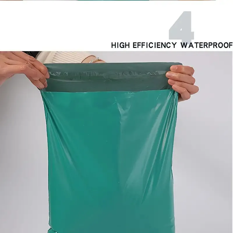 Waterproof Thick Green Plastic Mailing Envelopes 25 Pieces, Reusable Secure Messenger Bags with Teal Metal Reinforced Closure, P view 6