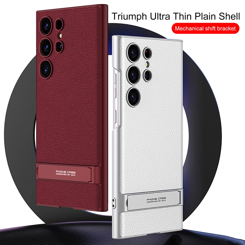 Etui Samsung Galaxy S24 Ultra 5G GKK Triumph Ulta-thin Bracket Series Plain Leather Kickstand Cover dla Galaxy S24 Ultra