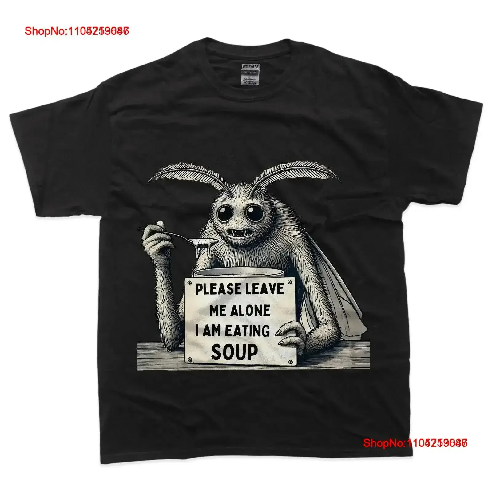 

Mothman Eating Soup Please Leave me Alone I am T Shirt vintage Washed Top For Everyday Wear Versatile Slightly Comfortable