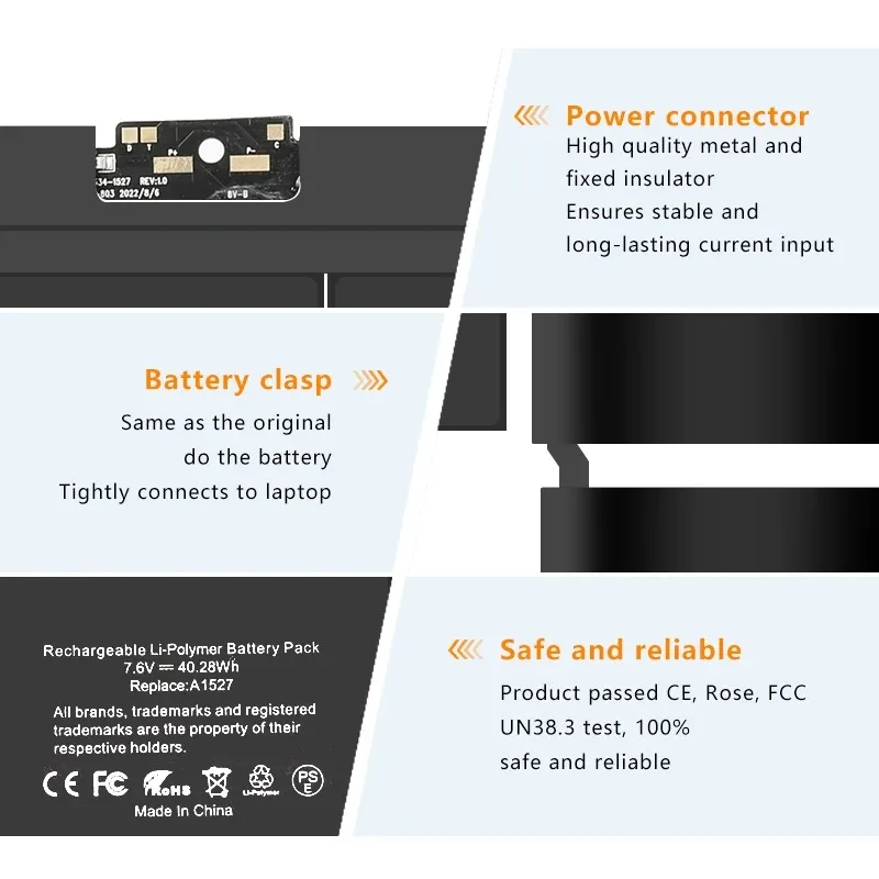 NOBI A1527 A1705 Laptop Battery for APPLE Macbook pro 12" A1534 2015 2016 2017 year MF855 MJY32CH/A MK4M2 EMC2746 EMC2991