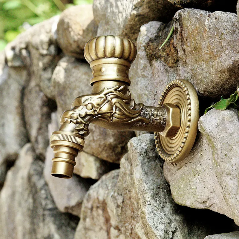 Antique Outdoor Faucet Courtyard Spray Gun Watering Washing Machine Taps Brass Single Cooling Anti freeze Faucets
