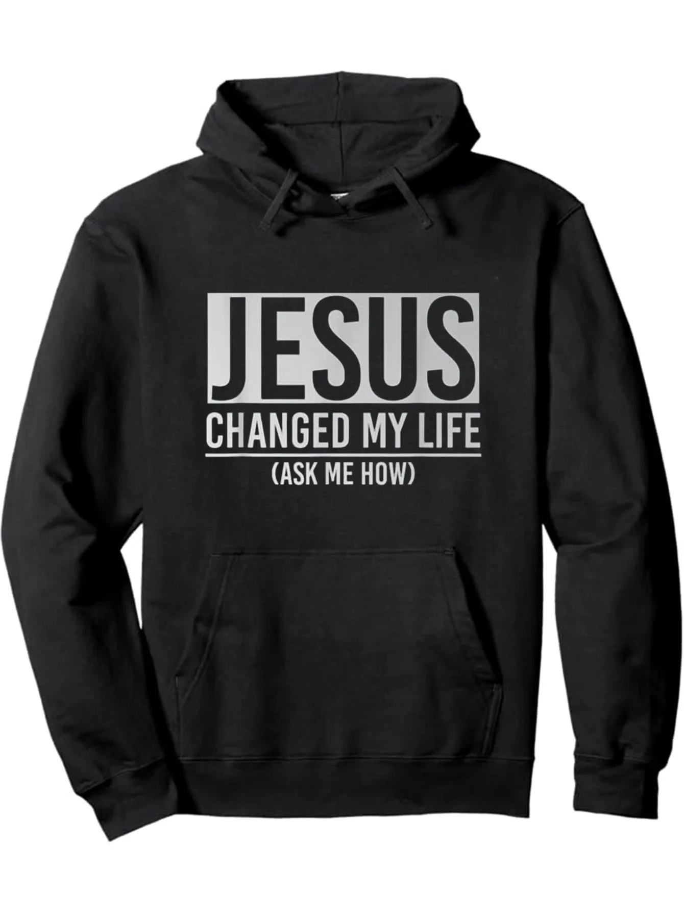 

Men's Faith Hoodie Prints and Scripture (John 14:6) - Loose Kangaroo Pocket Sweater, Warm Pullover Hooded Sweater