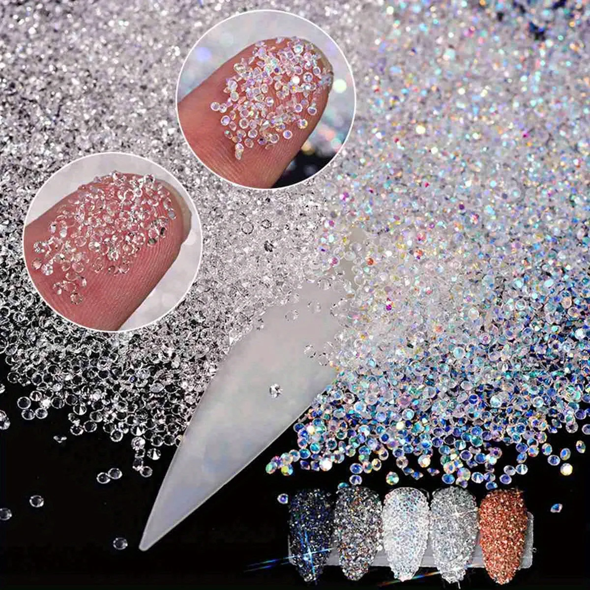 1440Pcs/Bag Glitter Caviar Nails Rhinestones Fairy Micro Crystal Beads 3D AB Crystal Nail Art Accessories DIY Design Manicure