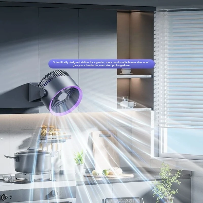 APP Control Wall Mounted Fan No Drill Silent USB Rechargeable Long Battery Life Air Conditioning Fan for Kitchen Bathroom Dorm