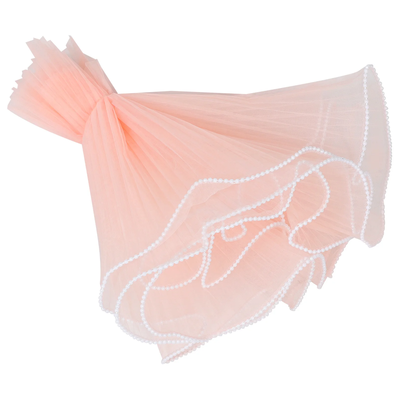 ورق تغليف الأزهار الكورية الوردي وهمية اللؤلؤ حافة التجاعيد موجة شبكة الغزل لباقة الزفاف عيد ميلاد عيد الأم #5