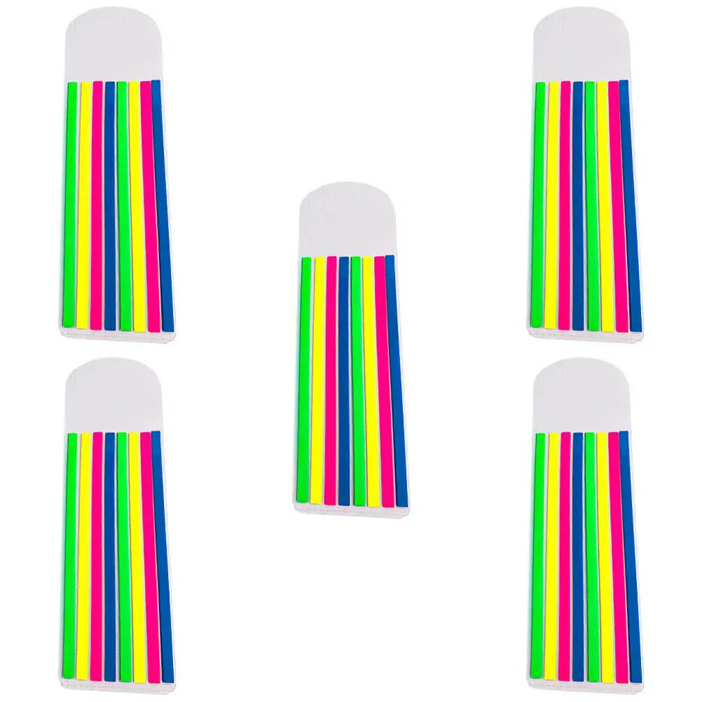 

5 комплектов удобных цветных флуоресцентных клейких закладок-полосок для чтения, подходящих для книг и блокнотов