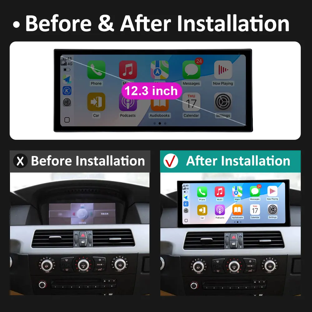 Car Multimedia Video Player for BMW 5 Series E60 E61 E62 2005 - 2012 CCC CIC System Android 15 Carplay DSP 2K HD QLED Screen BT view 6