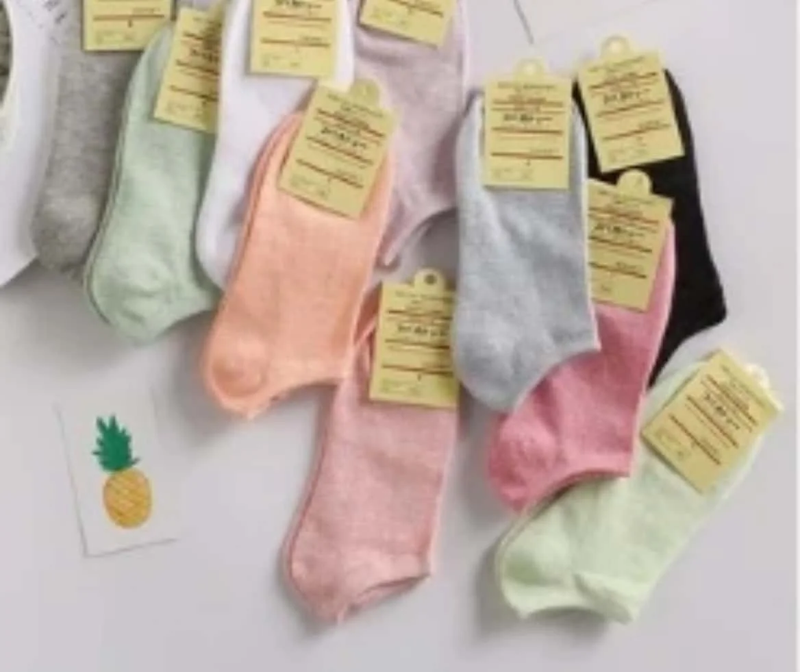 Random 10-pair set of socks, boat socks, macaron candy-colored socks, solid color invisible cotton socks, low-cut short socks