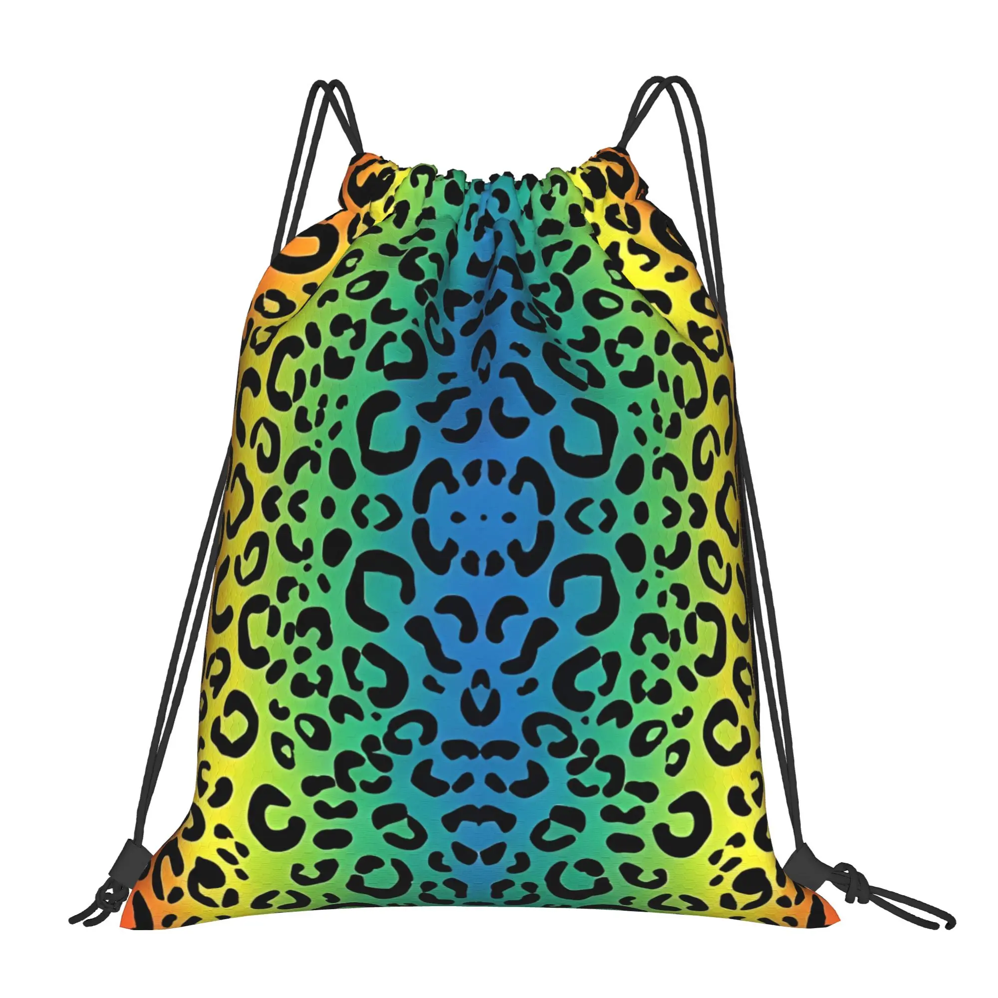 Leopard Print 3 Leopard Print Multi-function Pocket Men Women Storage Backpack Teenager Travel Bag Print Drawstring Bags