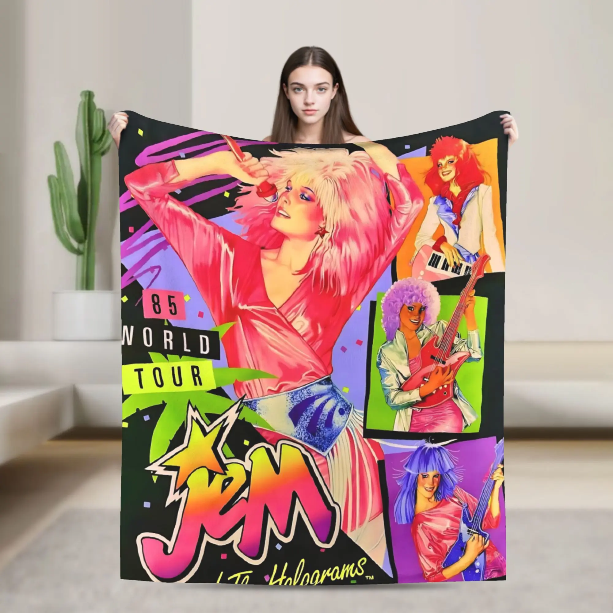 Jem And The Holograms Accessories Blanket Warm Cozy Fluffy  Throw Blankets for Bed 50x60 Inches Multi-size Throws And Blankets