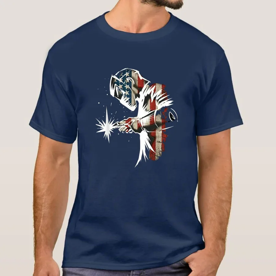 Cool Welder Shirt Welding Tshirt Welder Gift Gifts for Welders Welder American Flag Men's 100% cotton short sleeve tshirt