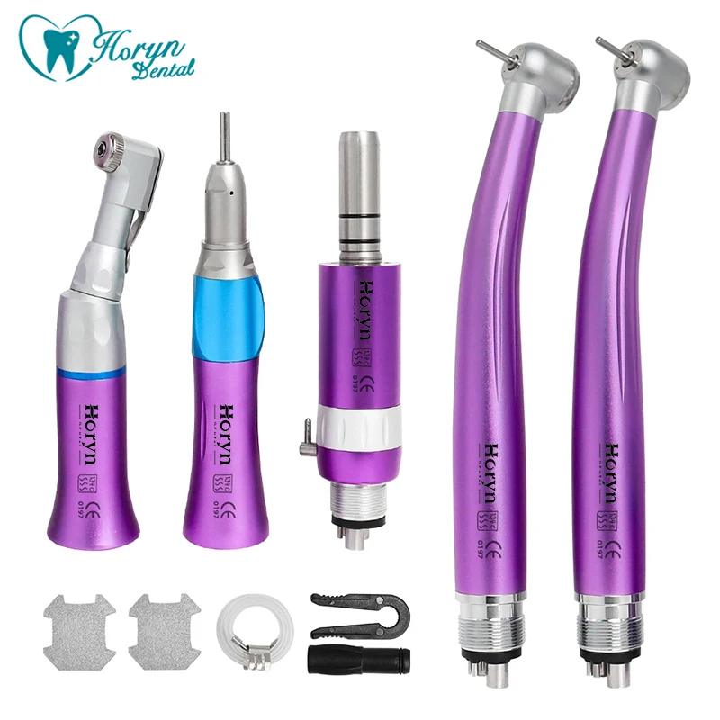 

Dental High & Low Speed Handpiece kit Straight Contra Angle Single Water Spary Air Turbine 4 Hole FIT NSK Pana Max Pink Color