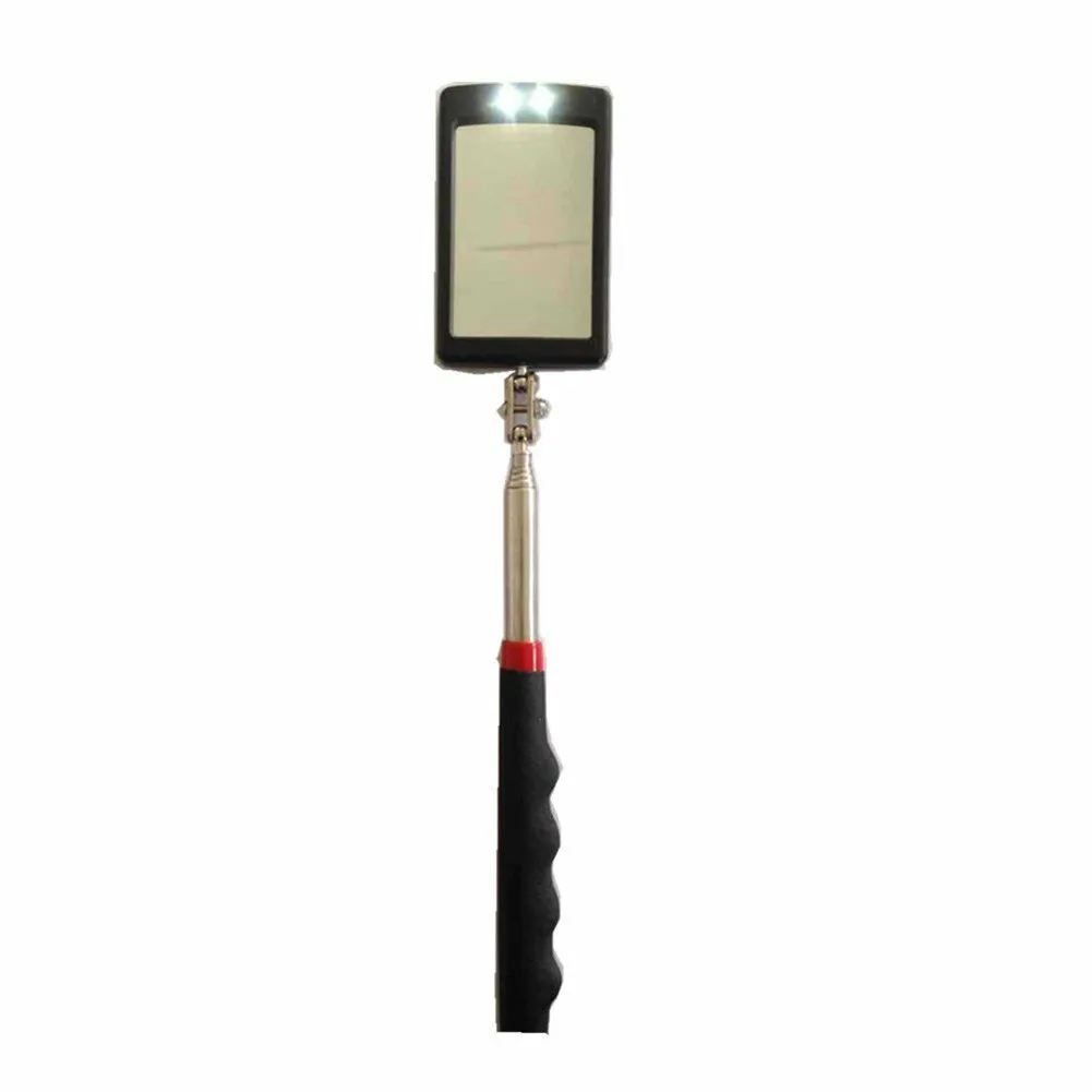 Extendable LED Lighted Mirror for Mechanics with Swivel Joint Telescoping Handle and Bright Lights for Accurate Viewing