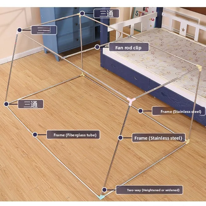 nouveau-support-en-acier-inoxydable-epaissi-pour-moustiquaire-de-lit-bebe-modele-standard-lit-inferieur-design-trapezoidal-fermeture-eclair-carree