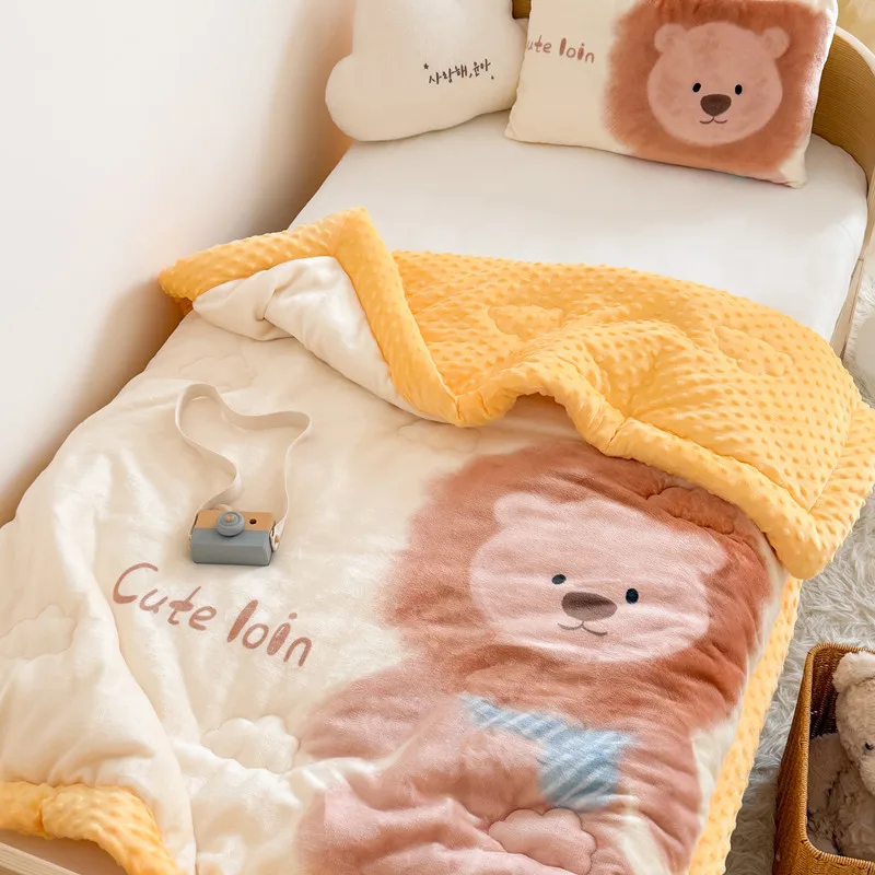 

Двустороннее пушистое одеяло-мешок с мультяшным рисунком класса А для малышей, всесезонное, для одного ребенка, пододеяльник