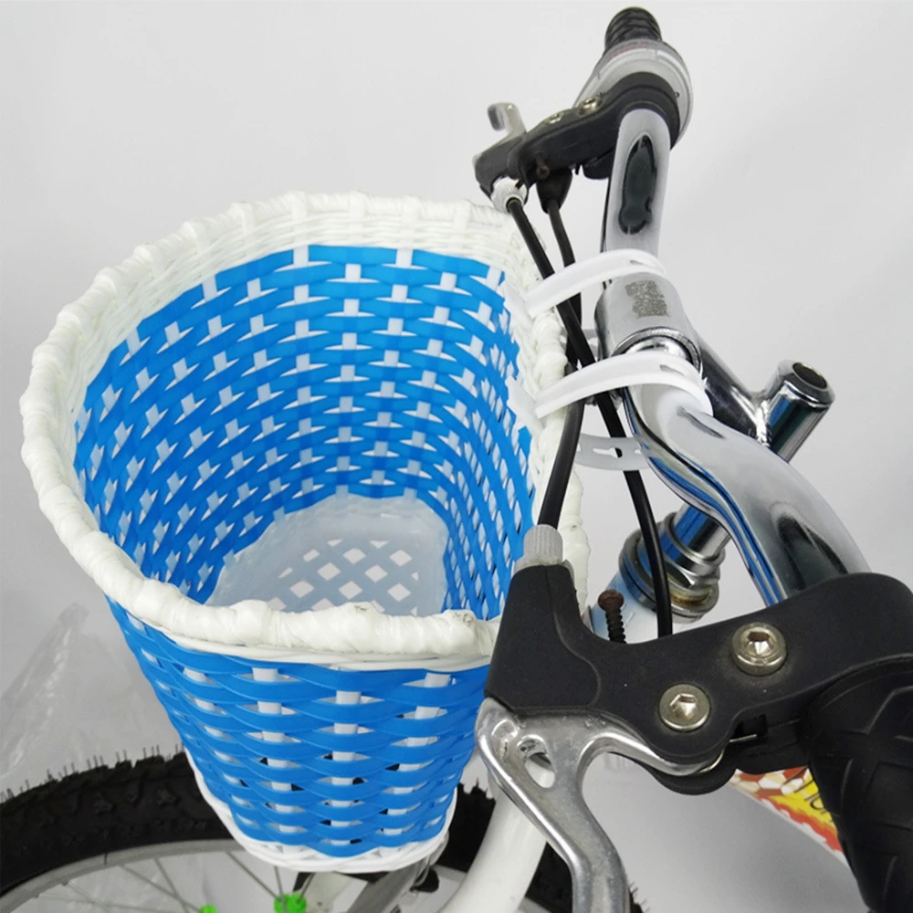 Kids Bike Baskets Handwoven Cycling Basket Bicycle Front Handlebar Streamers Bowknot Bag Holders Girls Bike Tassels Ribbons