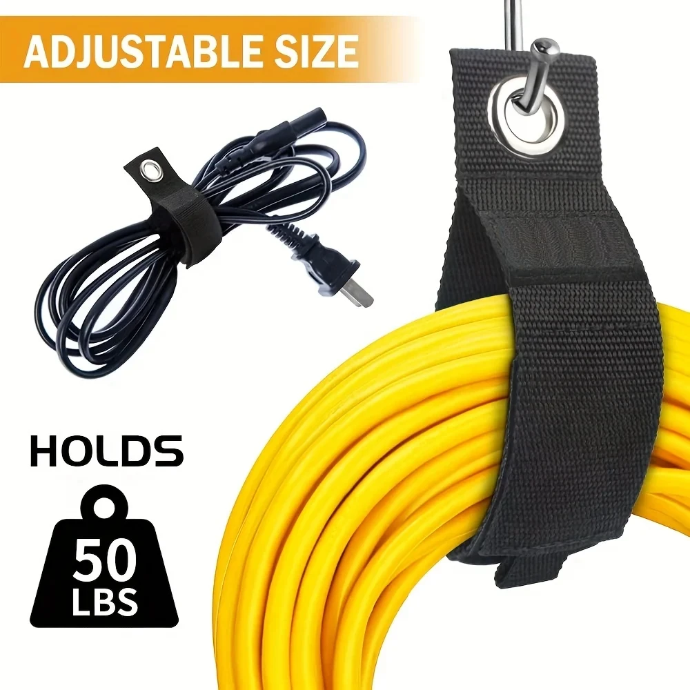 2pcs Heavy Duty Extension Cord Cable Hose Holder Organizer Storage Strap For Basement Garage Hook Cable Hose Rope Wrap Hanger