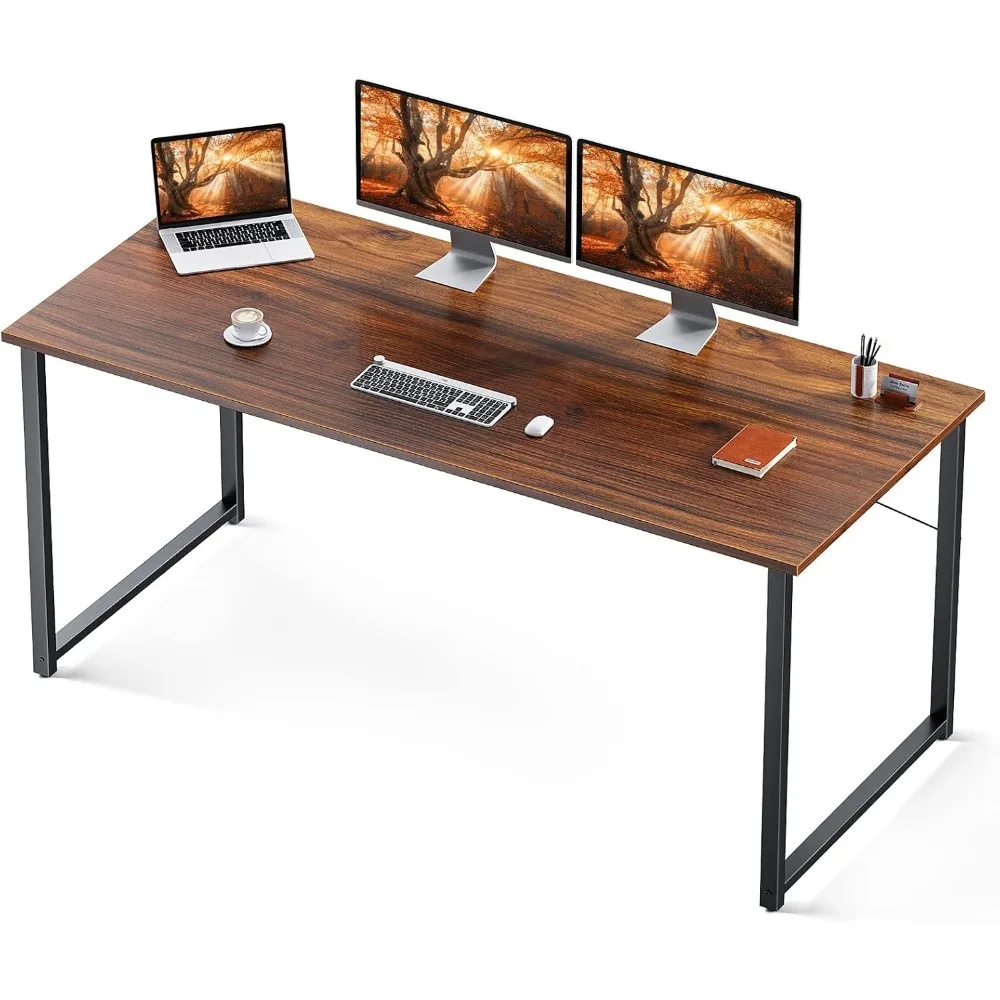 63 Inch Computer Desk, Modern Simple Style Desk for Home Office, Study Student Writing Desk,Deep Brown