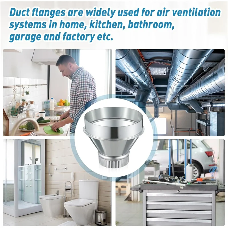 ABNO-Round Crimped Pipe Galvanized Steel Air Duct Adapter 7 Inch To 4 Inch Reducer Increaser For HVAC Ventilation System