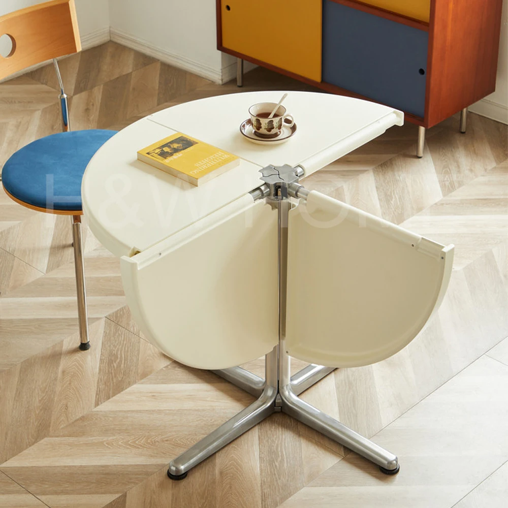 Vintage Folding Dining Table Metal Base Eco-Friendly Waterproof Space Saving Portable Table Small Home Hotel