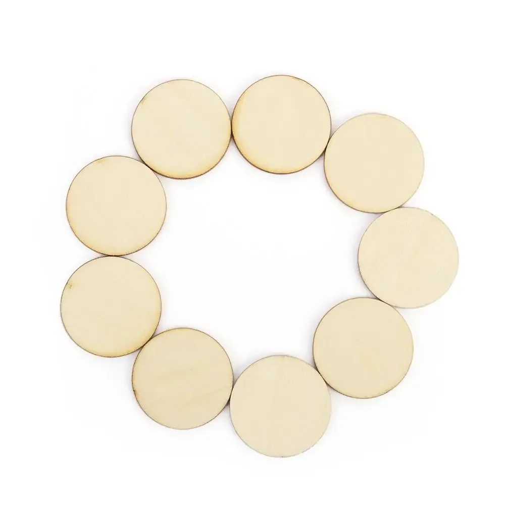 25mm~100mm Unfinished Wooden Natural Round Blank Cutouts Slices Circles Tags Pendants For DIY Crafts Christmas Party Decorations