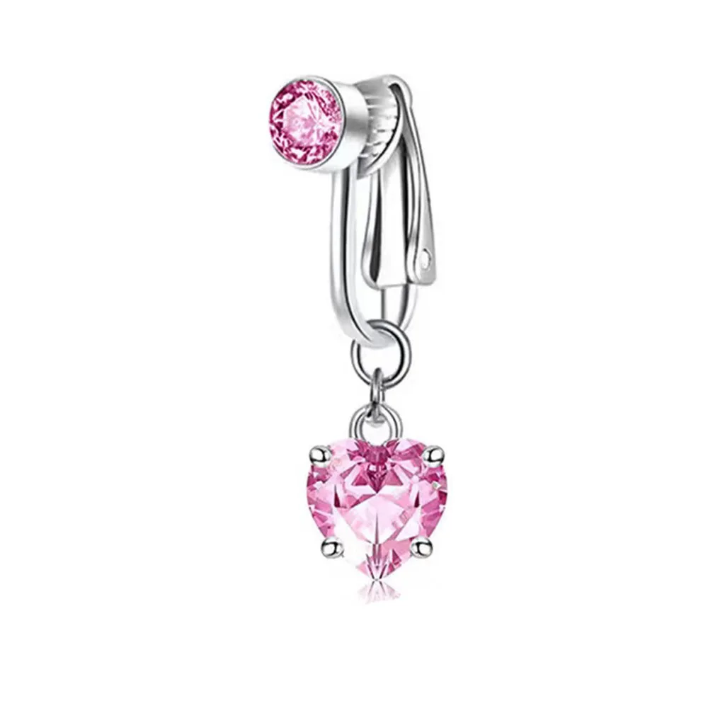 Clip On Bauchnabelring Schmetterling Kupfer Zirkon Rosa Fake Bauchnabelpiercing Nabelschnur Nabel Körperschmuck Trendiger Modestil