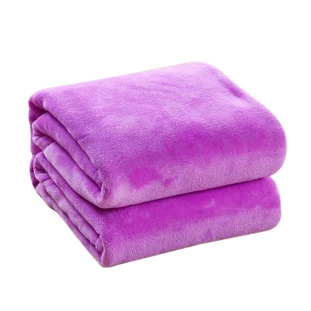 

Flannel Fleece Blanket Pure Color Solid Bed Blanket Sheet 120x200cm Purple Super Warm Lightweight Winter Camping Bedding