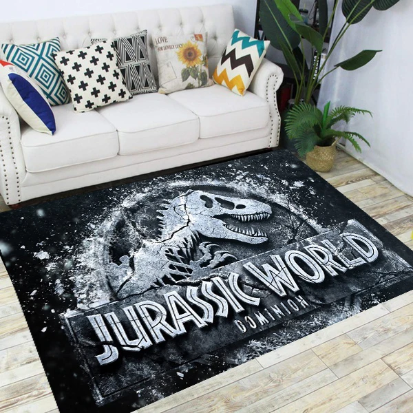 Jurassic Park Dinosaur Cartoon Carpets Rugs Non-slip Area Rug for Living Room Bedroom Foot Pad Decoration,Child Game Floor Mat