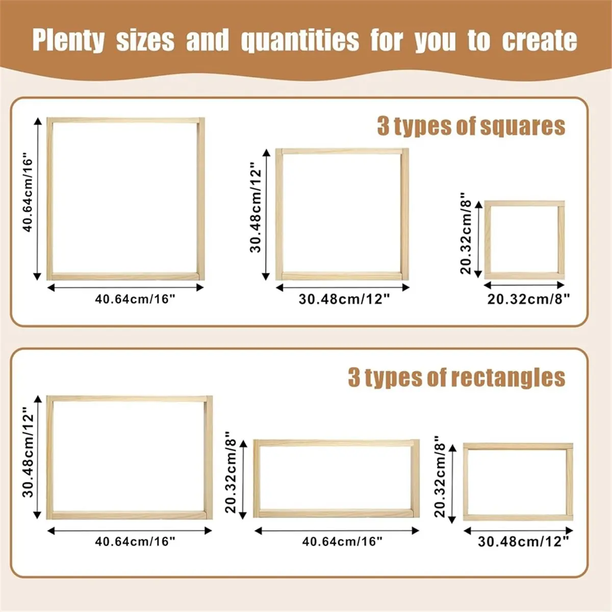 2026 New 6 Sets Stretcher Bars for Needlework for Women'S Birthday Gifts,3 Sizes 12pcs Wooden Canvas Splicing Stretcher Bars