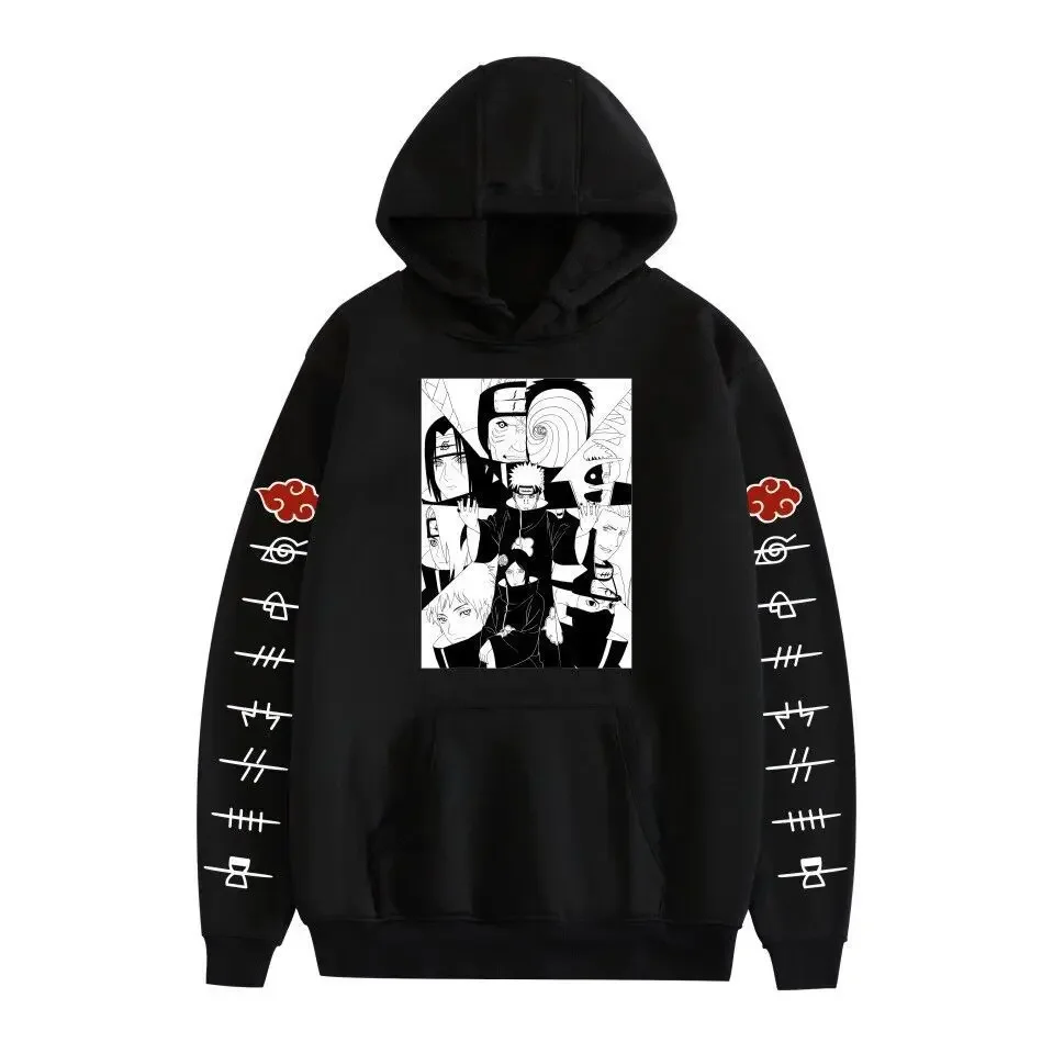 Naruto Uchiha Itachi Hoodie, Unisex Anime Pullover mit Front-, Rücken- und Ärmelprint, lässiger Streetwear-Sweatshirt mit langen Ärmeln – Detail 9