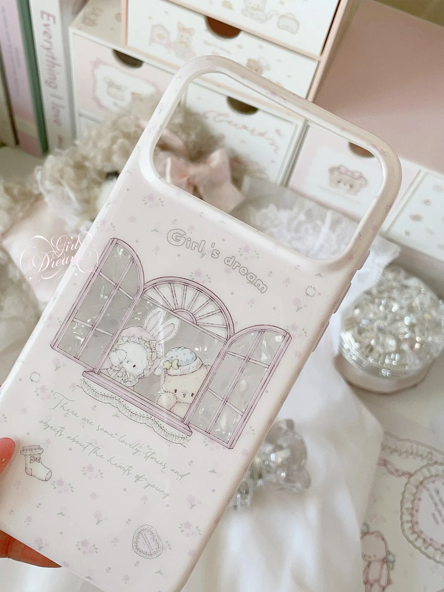 Kawaii Bunny Bear Floral Pink Y2K Girl Dream Phone Case For iPhone 17 16 15 14 13 12 11 Pro XR XS X Max 7 8 Plus MINI Y2K Cover view 4