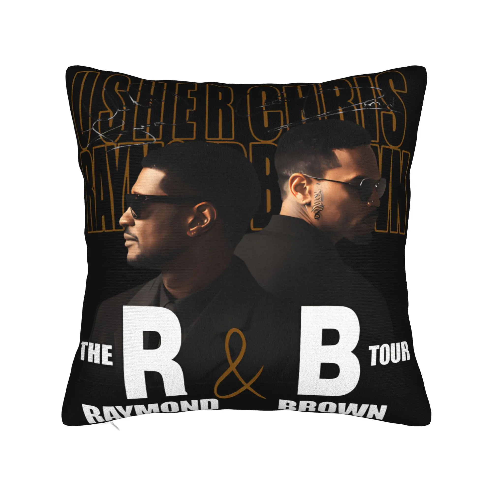 Decorative Pillow Cover Chris Brown Usher R&B Tour 2026 Merch Home  Pillow Case Cover Square Multi Size