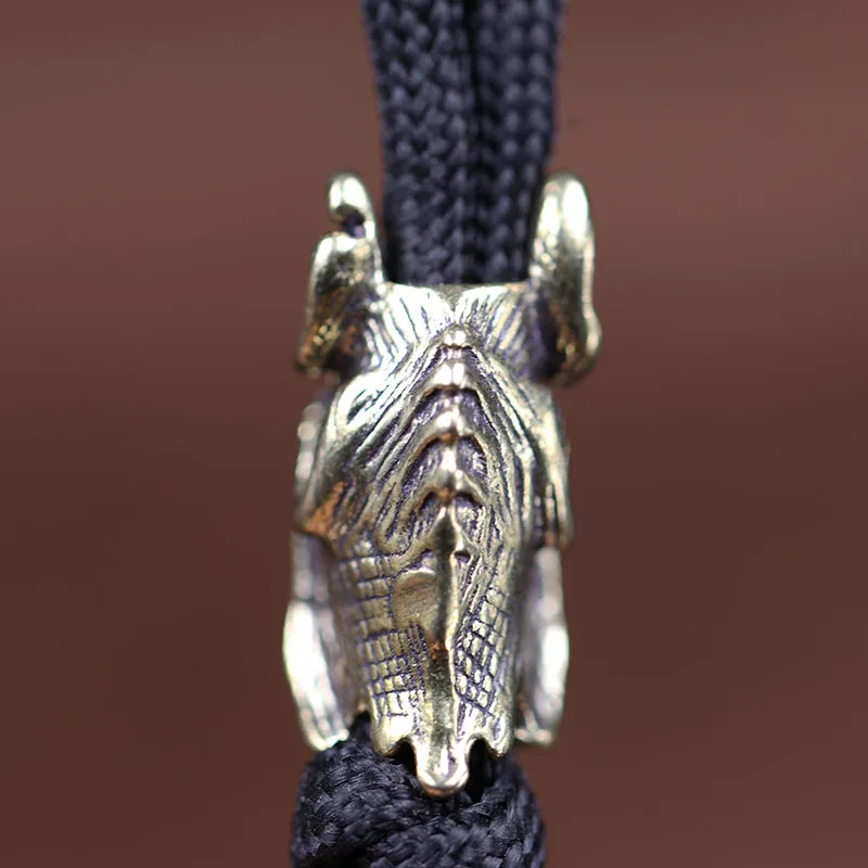 Retro Brass Animal Bat Figures Knife Beads Outdoor EDC Umbrella Rope Pendant DIY Paracord Bracelets Accessories Lanyard Hangings