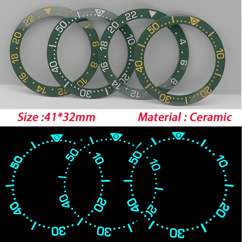41*32mm High Quality Ceramic Watch Bezel Insert Ring Inner Luminous Fit Samurai Black Series PROSPEX SRPB55K Watch Case Parts