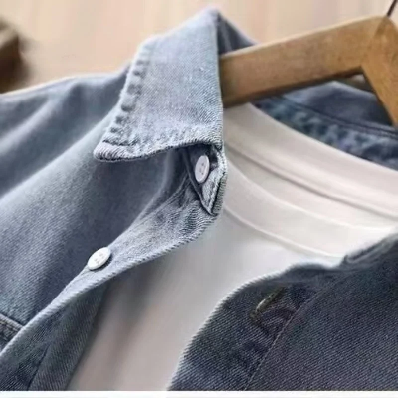 

Boys Denim Shirt 2025 Spring Autumn New Style Children Girls Long Sleeved Casual Jacket Thin Shirt Children Cardigan Top Trendy