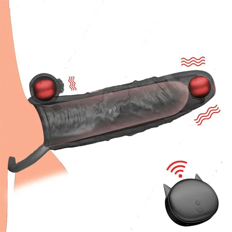 Condones vibrantes productos del sexo Funda para agrandar el pene Manga de extensión de pene elástica Manga extendida masculina Estimulación del