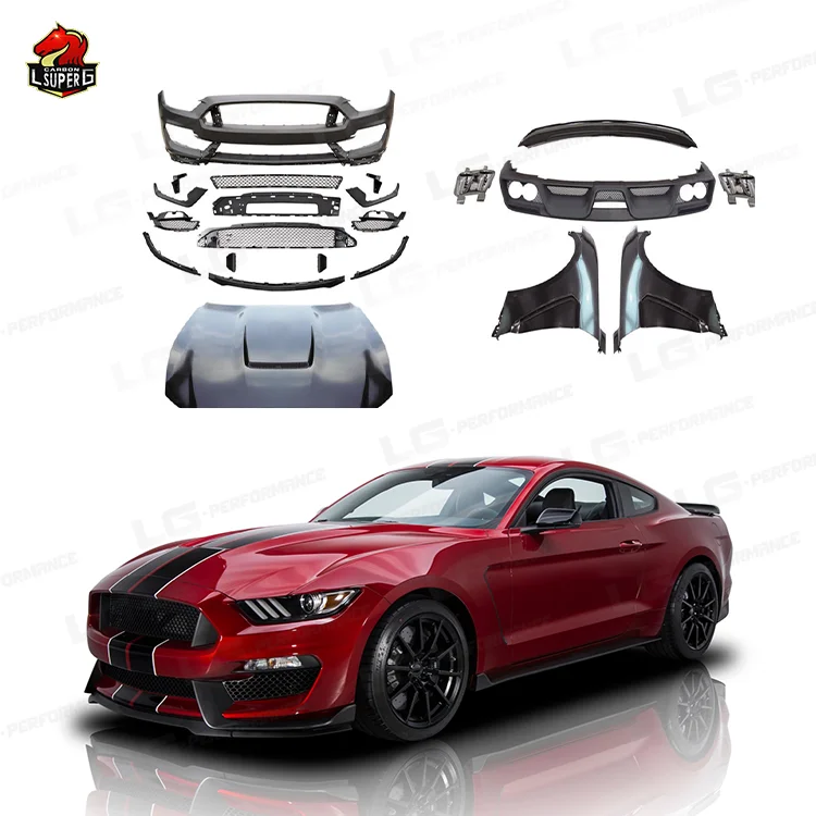 

GT350 Body Kits for Mustang Front Bumper Fenders Rear Diffuser Exhaust Pipe Tips Wing Spoiler Hood PP Bodykit 2015-2017